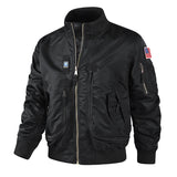 Herren Bomberjacke im Pilotendesign mit Multifunktionstaschen – Schwarz