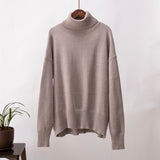 Emma | Damen Lässiger Warmer Strickpullover mit geripptem Saum – Taupe