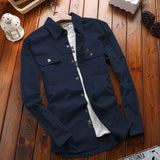 Herren Canvas-Overshirt mit Klappbrusttaschen und verstärkten Nähten – Dunkelblau