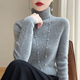 Damen Slim Fit Rollkragenpullover – Mittelgrau