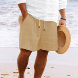 Niklas | Herren Gestreifte Kordelzug Locker sitzende Strandshorts – Khaki