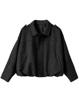 Damen Oversized Jacke mit praktischen Taschen – Schwarz