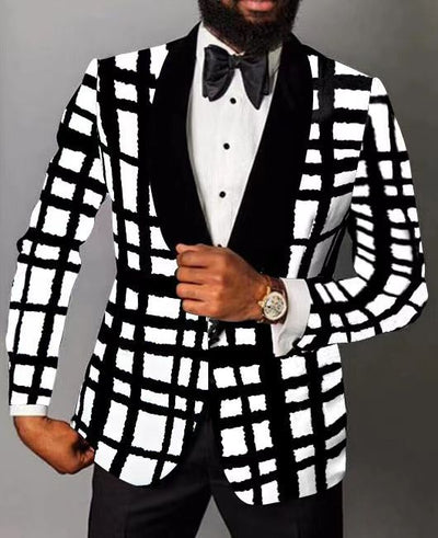 Herren eleganter Smoking mit auffälligem Karomuster Aliams