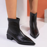 Damen Stiefeletten mit strukturierter Oberfläche und idealer Absatzhöhe – Schwarz