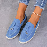 Damen Flache Slip-On Wildleder Loafer – Bequeme Freizeitschuhe – Blau