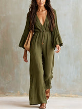 Florabelle - Weitbeiniger Soft-Touch-Jumpsuit – Dunkelgrün