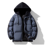 Herren wattierter Parka mit innenliegendem Hoodie und Zwei-Wege-Reißverschluss – Dunkelgrau