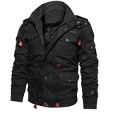 Herren gefütterte Utility-Feldjacke mit Kordelzug und Taschen – Schwarz 9933