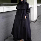 Damen wasserabweisender Oversize-Regenmantel mit Kapuze und A-Linie – Schwarz