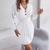 Mira | Damen Bodycon-Strickkleid modern & elegant – Weiß