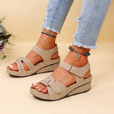 Damen Orthopädische Plateau Keilsandalen – Verstellbare Komfort Riemen – Beige