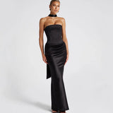Elegantes schulterfreies Brautkleid für Damen – Taillenformer – Schwarz