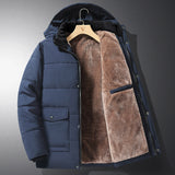 Herren Steppjacke mit Kapuze, Knöpfen und Taschen – Blau