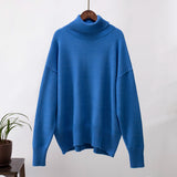 Emma | Damen Lässiger Warmer Strickpullover mit geripptem Saum – Blau
