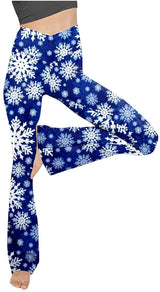 Damen nan taillenhohe Yogahose mit überkreuztem Bund und ausgestelltem Saum mit Schlitz Drune – Schneeflockenblau