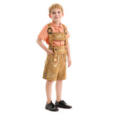 Herren nan traditionelle Kinderlederhose kurz mit aufwendiger Stickerei, Latztasche und verstellbaren Trägern Drune – Latzhose + Hemd