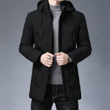 Herren Langarm Kapuzenjacke mit Taschen – Schwarz
