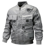 Herren Bomberjacke mit modularen Taschen und D-Ring-Details – Grau
