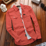 Herren Canvas-Overshirt mit Klappbrusttaschen und verstärkten Nähten – Rot