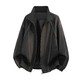 Herren Oversize-Leichtblouson mit Stehkragen und elastischem Saum – Schwarz