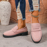 Damen Rote Wildleder Chunky Plattform Penny Loafer Mit Profilsohle – Rosa