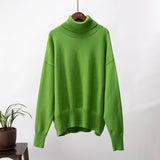 Emma | Damen Lässiger Warmer Strickpullover mit geripptem Saum – Hellgrün