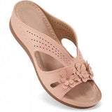 Damen Bequeme Fußbett Sandalen Mit Blumen Design – Orthopädischer Sommerkomfort – Rosa