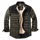 Herren Hemdjacke mit Karomuster und Taschen – Schwarz