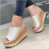 Damen Elegante Offene Keilsandalen – Bequeme Sommerschuhe – Gold