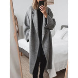 Damen Oversize-Mantel mit Revers und doppelter Knopfleiste – Grau