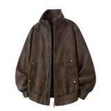 Herren-Bomberjacke mit langen Ärmeln und Taschen – Braun