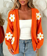 Laura | Damen Oversized Langarm-Cardigan – Orange