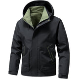 Herren Langarm-Hoodie-Jacke mit Taschen – Schwarz
