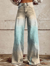 Julia | Bequeme Damenhose mit Streifen für Alltag und Freizeit – Beige-Blau