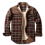 Herren Hemdjacke mit Karomuster und Taschen – Kaffee
