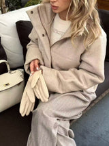 Damen Langarm-Übergangsjacke mit Knöpfen und Taschen – Offwhite