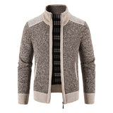 Herren Langarm-Zip-Jacke mit Taschen – Kaffee Braun