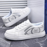 Damen Schwarze Schnür-Sneaker Mit Totenkopf-Print – Gepolsterte Komfortschuhe – Grau