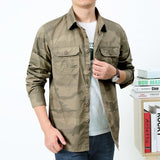 Herren Utility-Hemdjacke mit Klappbrusttaschen und geradem Schnitt – Khaki