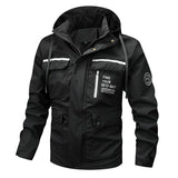 Herren wasserfeste Kapuzen-Regenjacke mit winddichter Membran – Schwarz