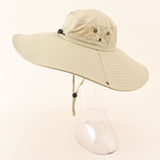 Damen Sonnenhut mit UV-Schutz, breiter Krempe und verstellbarem Kinnband – Khaki