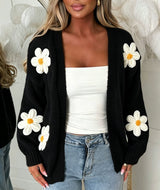 Laura | Damen Oversized Langarm-Cardigan – Schwarz
