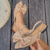 Damen Elegante Slingback Ballerina Schuhe – Schleifen Detail Komfort – Khaki