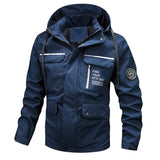 Herren wasserfeste Kapuzen-Regenjacke mit winddichter Membran – Blau