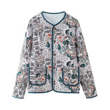 Damen Langarm Rundhalsjacke mit Taschen – Gemustert