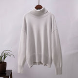 Emma | Damen Lässiger Warmer Strickpullover mit geripptem Saum – Grau