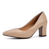 Damen Elegante Pumps Mit Blockabsatz – Klassische Bequeme Schuhe – Aprikose