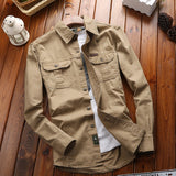 Herren Canvas-Overshirt mit Klappbrusttaschen und verstärkten Nähten – Khaki