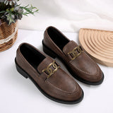 Damen Elegante Mokassins Mit Kettendetail – Stilvolle Komfort Loafer – Braun