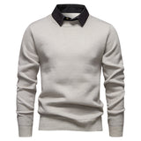 Herren Feinstrickpullover Mit Modernem Kragen – Stilvoller Freizeit Pullover – Beige